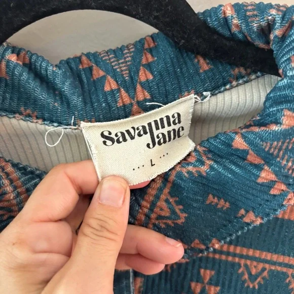 NWOT Savannah Jane Teal and Coral Patterned Shacket - Picture 2 of 5